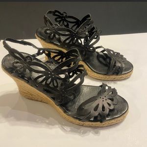 Eric Michael Jillian Espadrille Black leather Sz 39 (8-8.5)